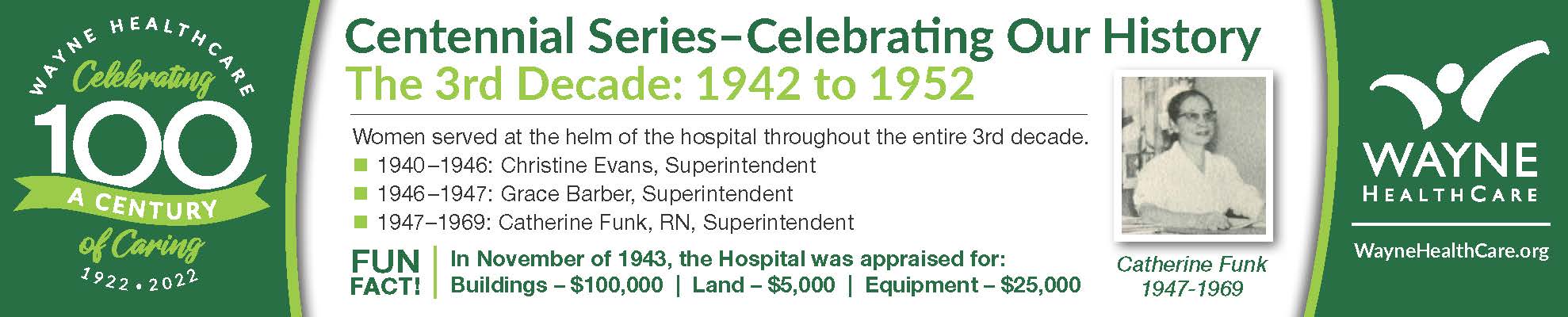 3rd Decade Centennial  information about Wayne HealthCare Picture of Catherine Funk